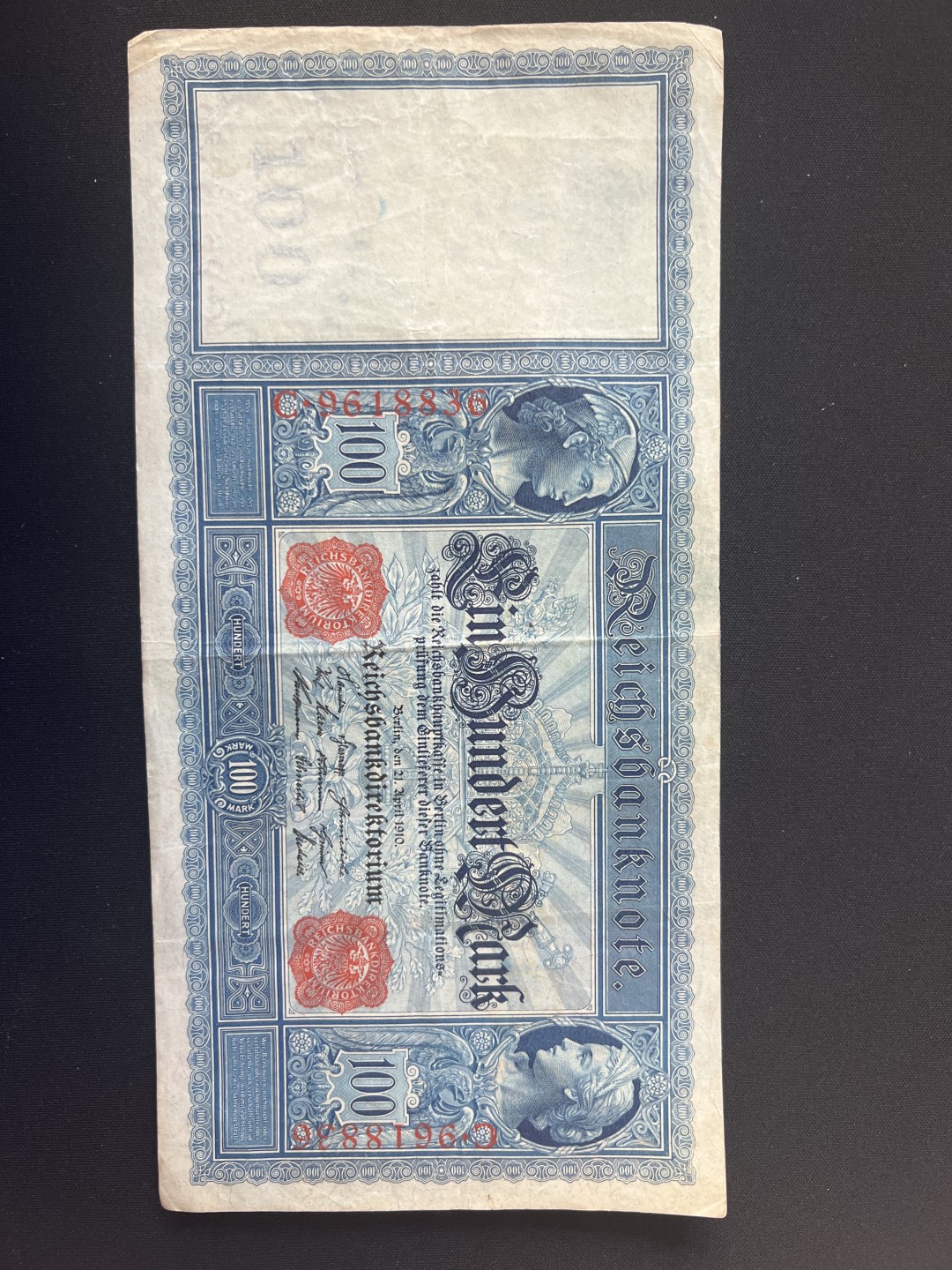 泡泡堂第九期 外国邮票纸币捡漏专场（全场0元起拍，20包邮） 德国1910年100马克大幅纸币