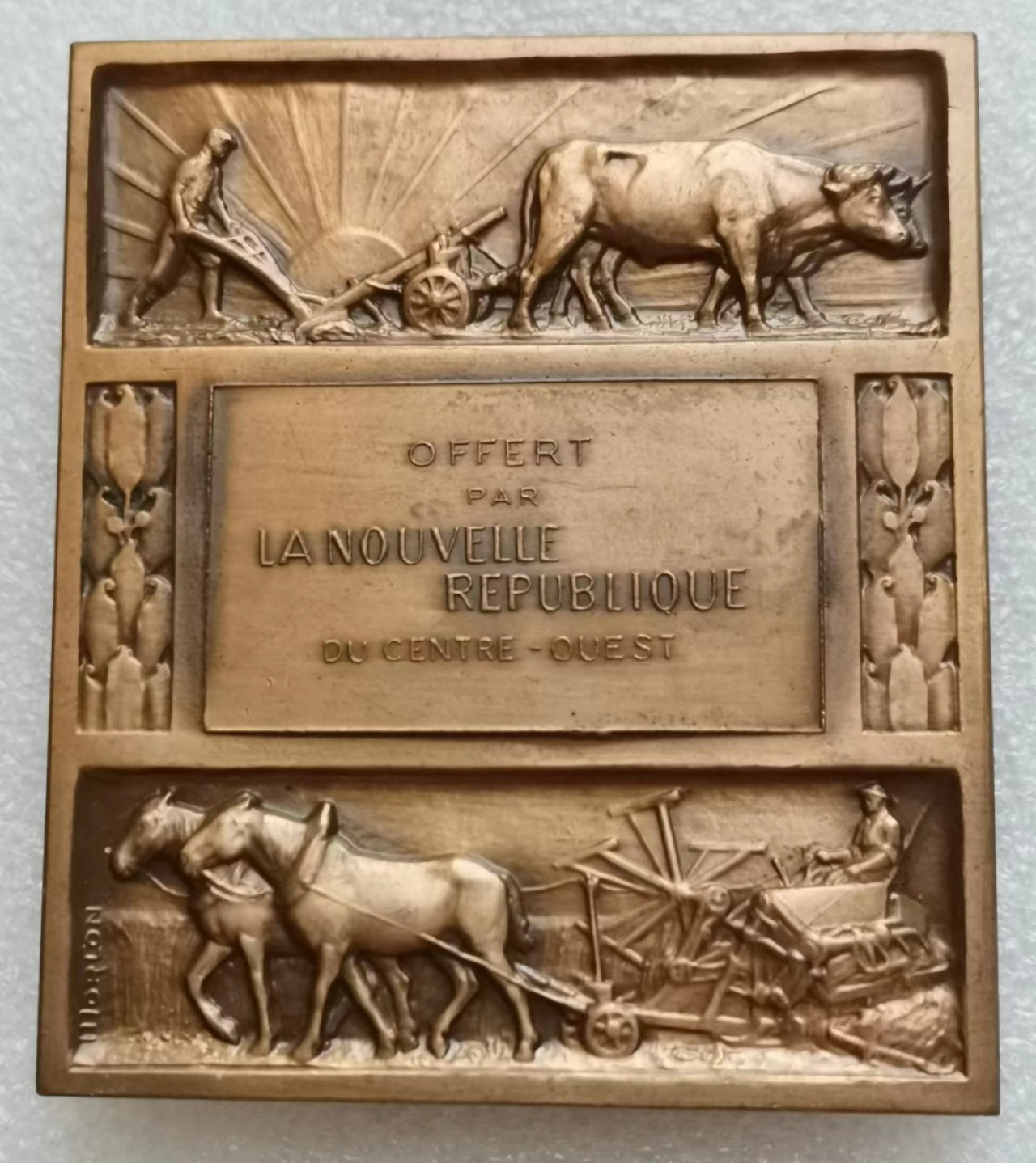 瓶子🏺第43期拍卖会 法国20世纪早期农业丰收女神方形铜章