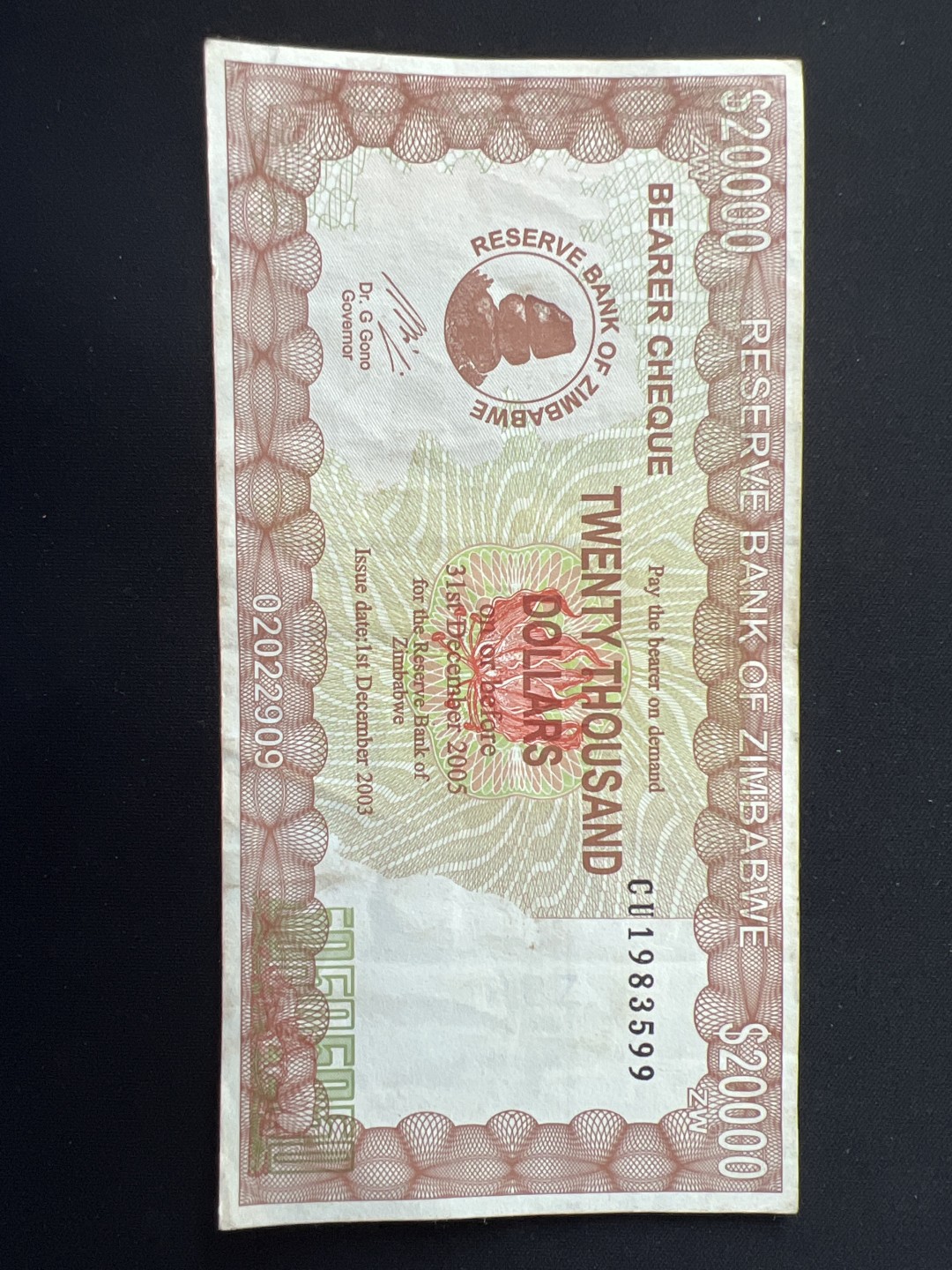 泡泡堂第三期 纸币专场（外国特价老纸币） 津巴布韦20000万