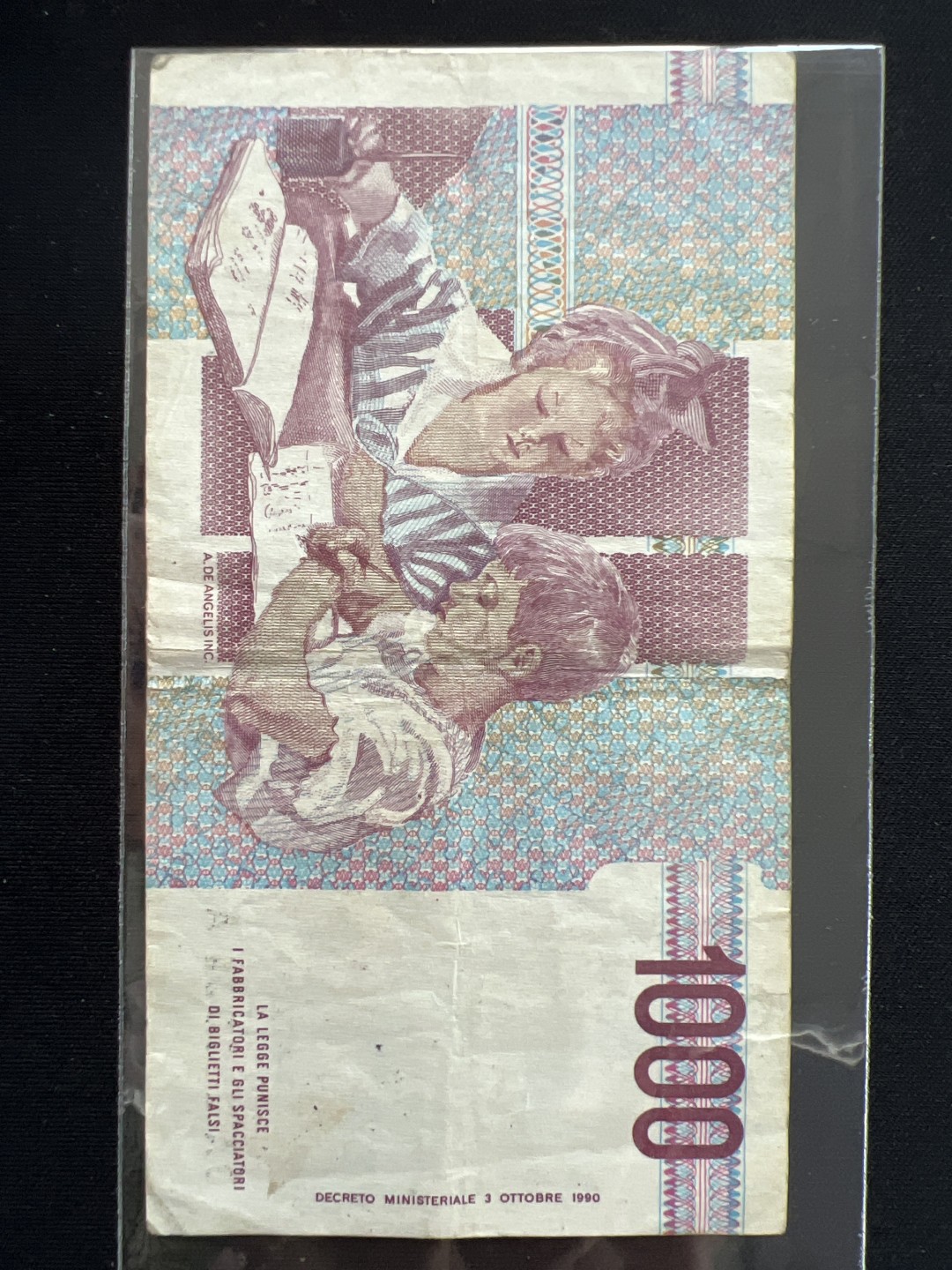 泡泡堂第三期 纸币专场（外国特价老纸币） 意大利1990年1000里拉