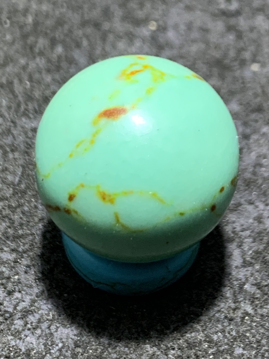 精美古法松石蓝琉璃圆珠一颗