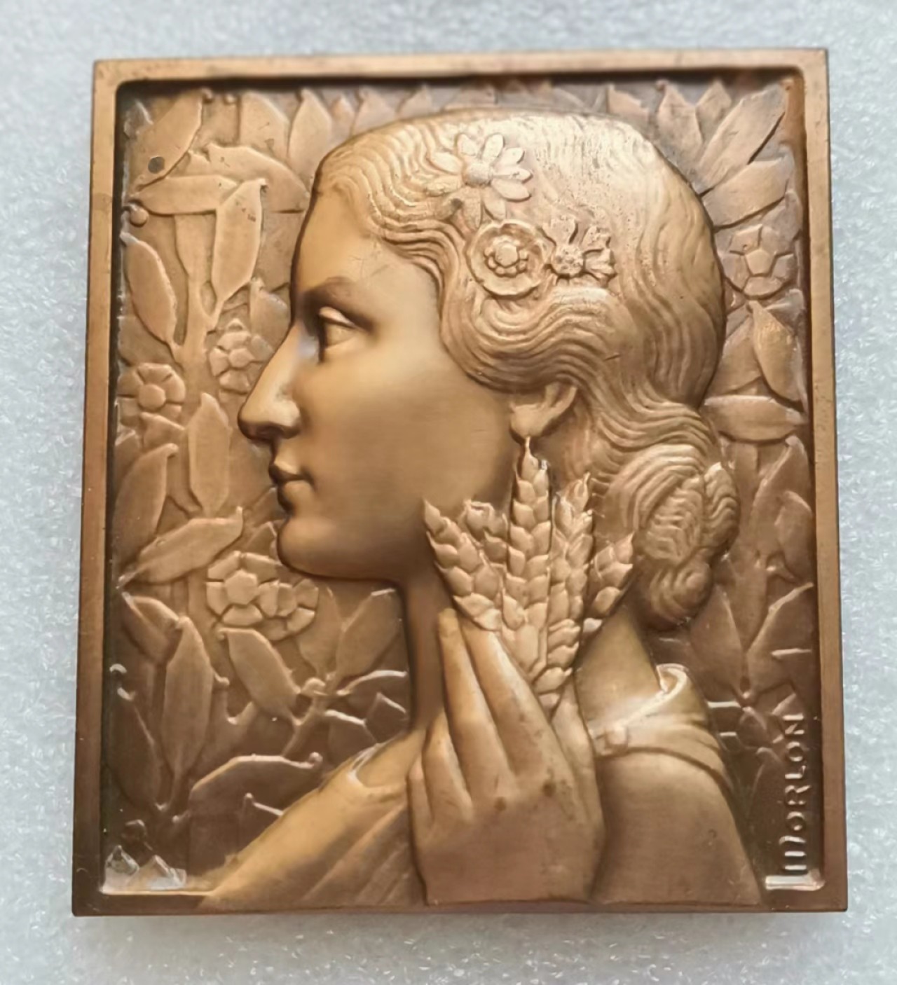 瓶子🏺第43期拍卖会 法国20世纪早期农业丰收女神方形铜章