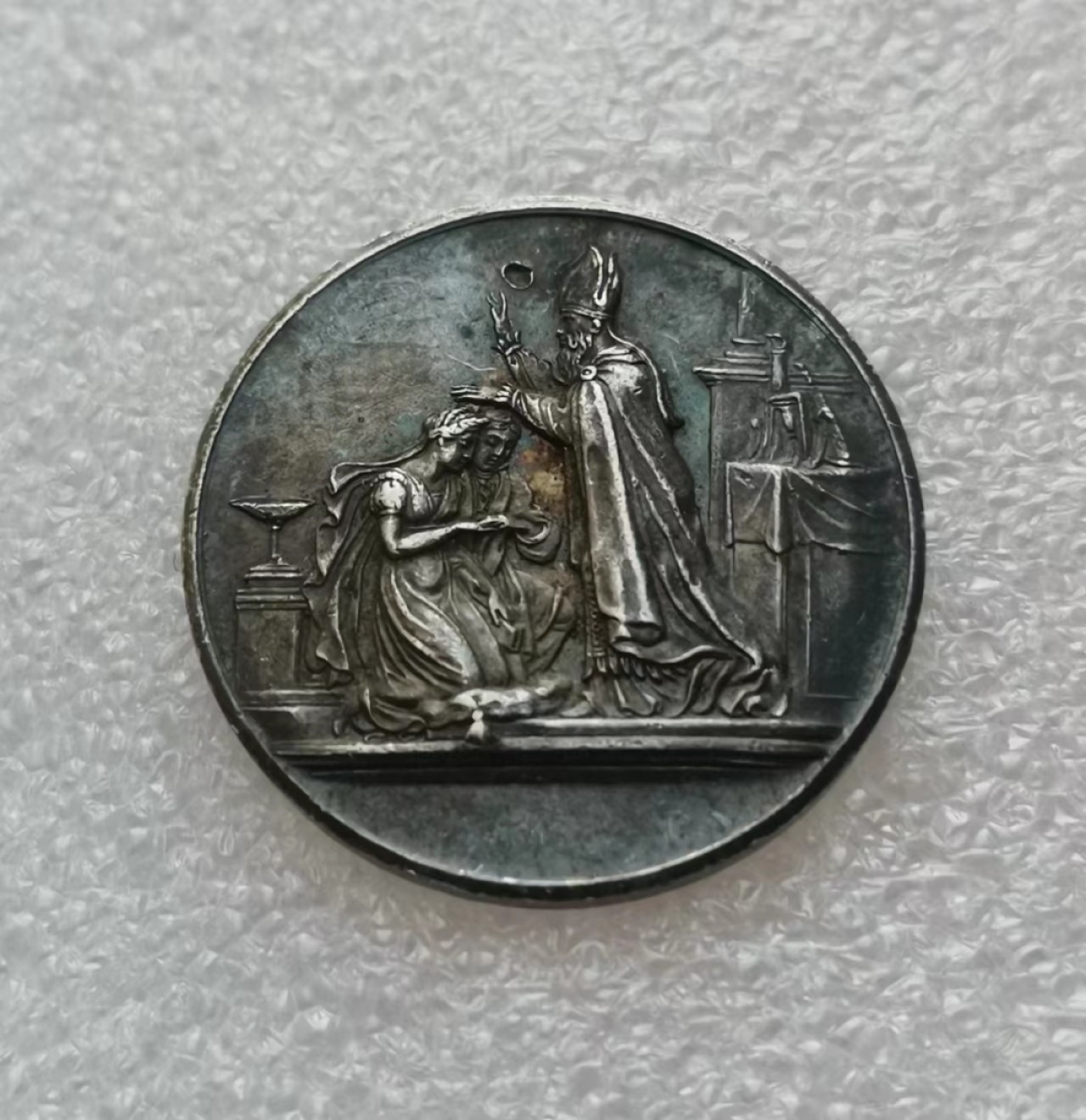 瓶子🏺第43期拍卖会 法国1881年实发五彩结婚纪念银章（蜜蜂铭）