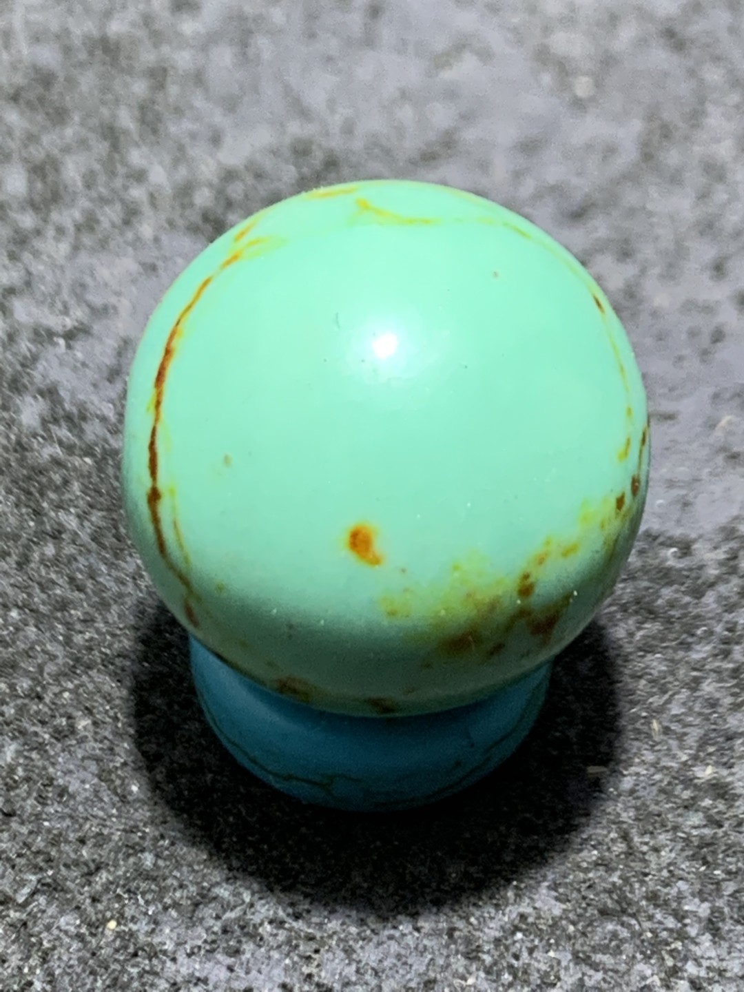 精美古法松石蓝琉璃圆珠一颗