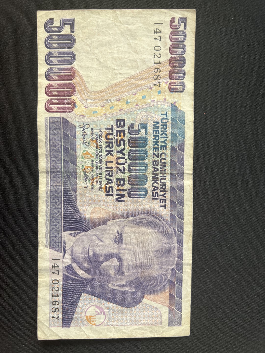 泡泡堂第九期 外国邮票纸币捡漏专场（全场0元起拍，20包邮） 土耳其1970年50万里亚尔