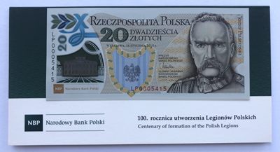 2022第16场：外钞、测试钞、纪念券、评级币综合场 - 波兰2014版“波兰军团成立100周年”20兹罗提塑料钞册装UNC