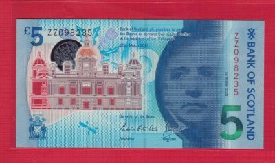 全新2016年 苏格兰 5 镑 塑料钞 稀少ZZ冠补号 实物图 UNC   - 全新2016年 苏格兰 5 镑 塑料钞 稀少ZZ冠补号 实物图 UNC  