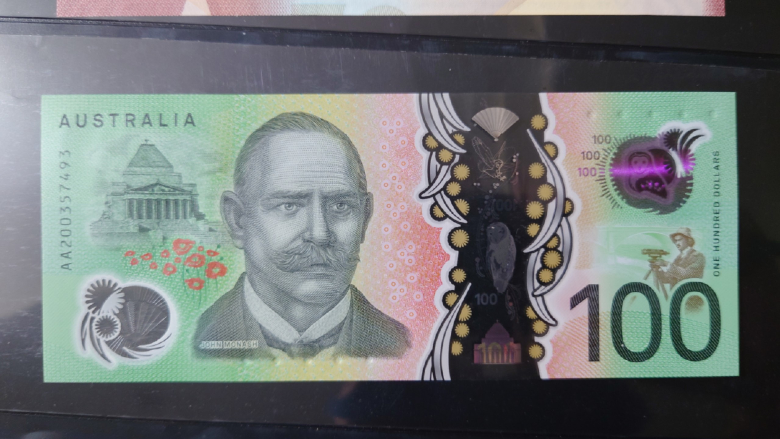 【囧羊收藏】精选微拍第46期暨2022年第三期  港澳台和外币 2020年澳大利亚100元塑料钞 首发AA冠 全新UNC尾号490