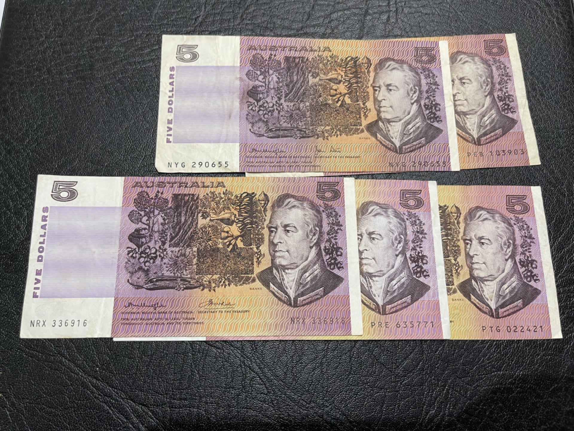 《外钞收藏家》第一百八十三期拍卖 澳大利亚5元纸币 共5张 流通品相