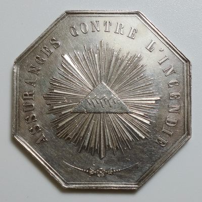 【雨安收藏】第019期 世界各国币章 高效拍卖 10秒间隔10秒倒数自动落锤 晚上7:20开始 - 世界France	法国1838年火灾保险八角银章 19.2克
