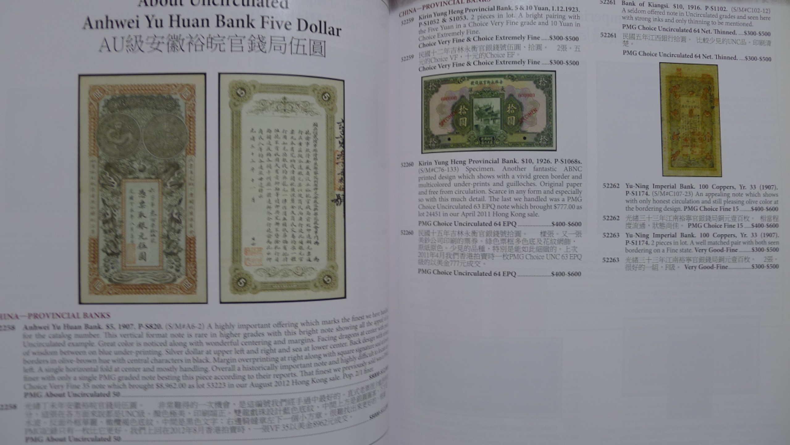 世界钱币章牌书籍专场拍卖第57期 SBP中国近现代以及东南亚国家纸币拍卖目录1