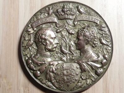 外章精选 - 1892年丹麦国王克里斯蒂安九世夫妇金婚铜章