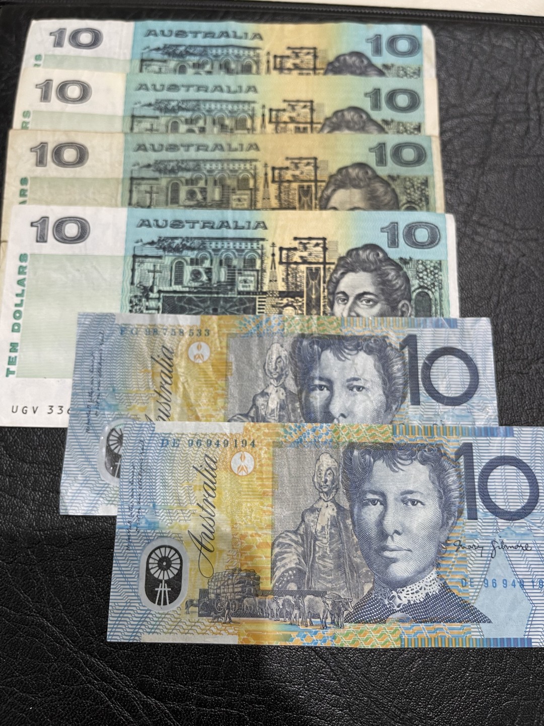 《外钞收藏家》第一百八十三期拍卖 澳大利亚10元纸币和塑料钞 共6张 流通品相