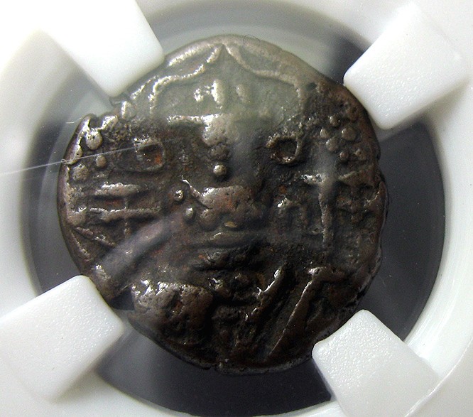 克什米尔,洛哈拉王朝铜币,1卡拉沙,公元1003-1120,中乾评级XF45,约19mm,5.4g