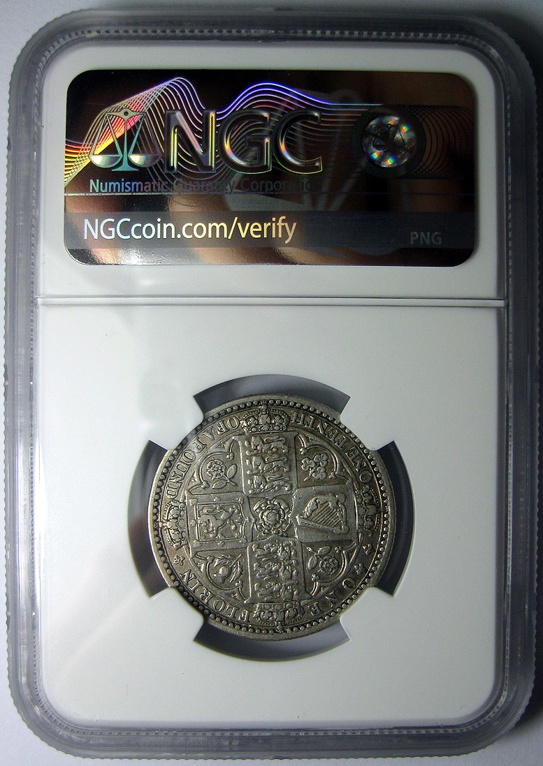 NGC-VF35名誉品,无神弗罗林,1849英国银币维多利亚,钱币面值2先令(1弗罗林),五彩老包浆