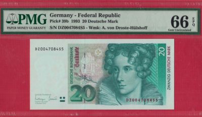 德国1993年20马克  P-39b 欧洲纸币 实物图 UNC   - 德国1993年20马克  P-39b 欧洲纸币 实物图 UNC  