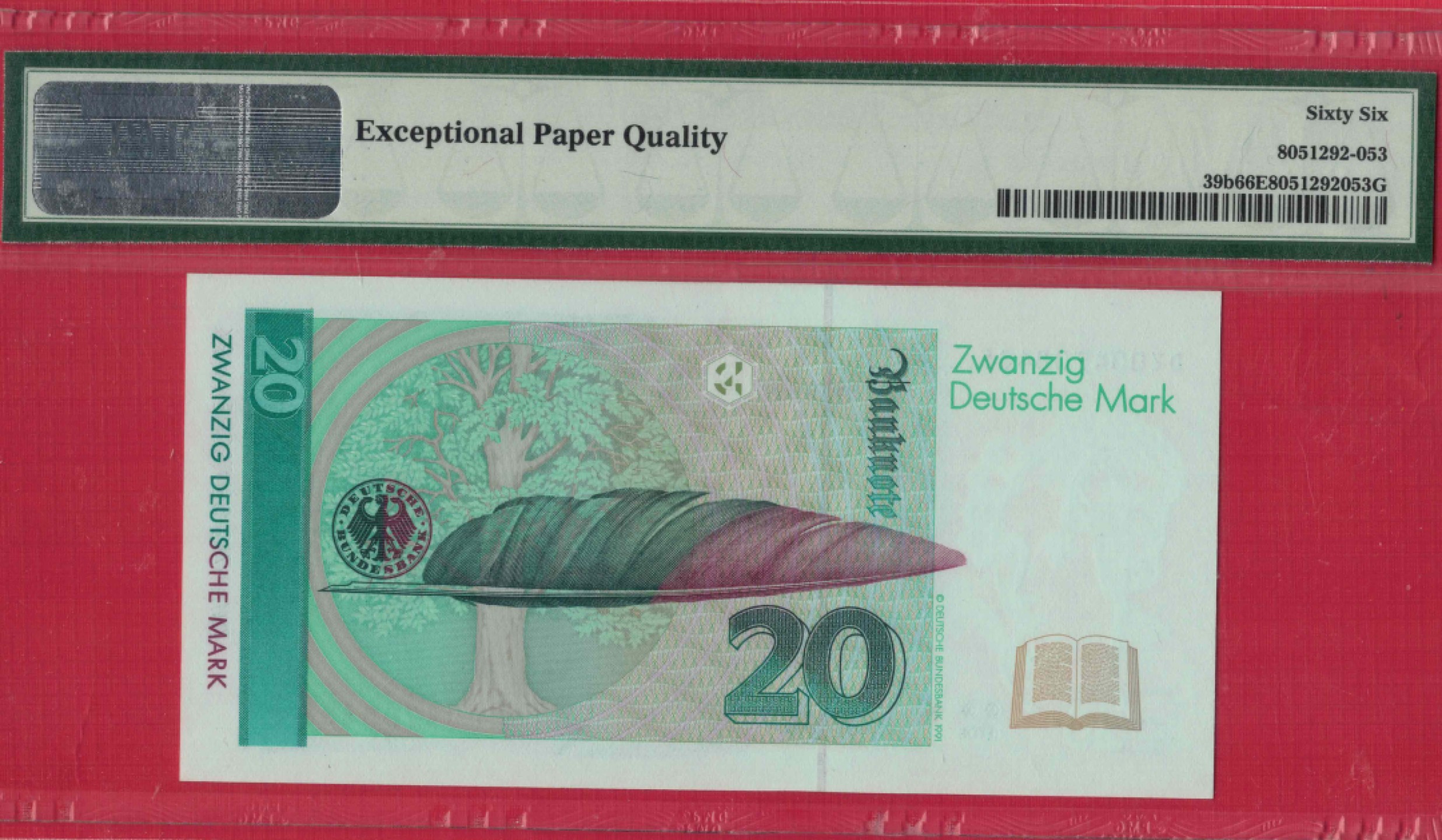德国1993年20马克  P-39b 欧洲纸币 实物图 UNC  
