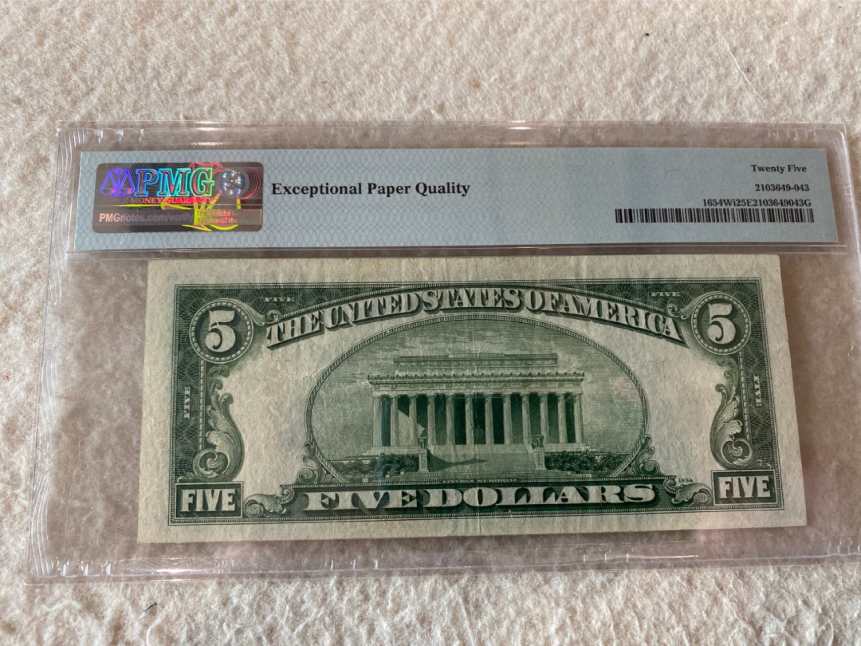 收藏联盟Quantum Auction第168期拍卖 今晚七点开拍 快来捡漏咯 1934年美国银币券5元 PMG25E