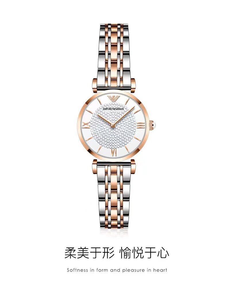 阿玛尼Armani手表官方正品授权 全国联保 支持专柜验货 满天星阿玛尼Armani ✨✨型号：AR1926/ 表壳：316L精钢  表镜：强化矿物质玻璃表带：316L精钢尺寸：32mm＊8mm 璀璨精致表盘镶嵌的水钻与珍珠贝母完美融合闪耀腕间 造就了女性典雅形象 纯净简约优雅气质女性之首选