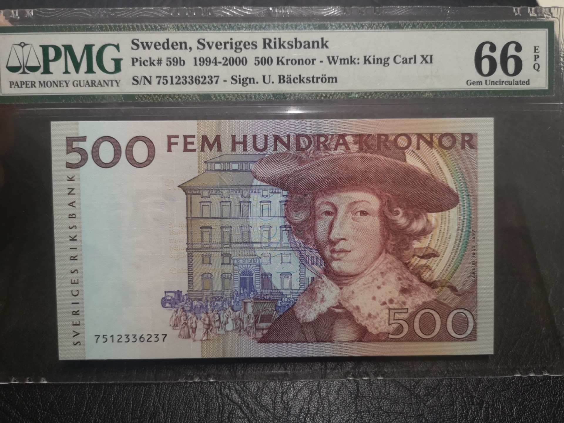 《外钞收藏家》第一百八十三期拍卖 1994-2000年瑞典500克朗 PMG66