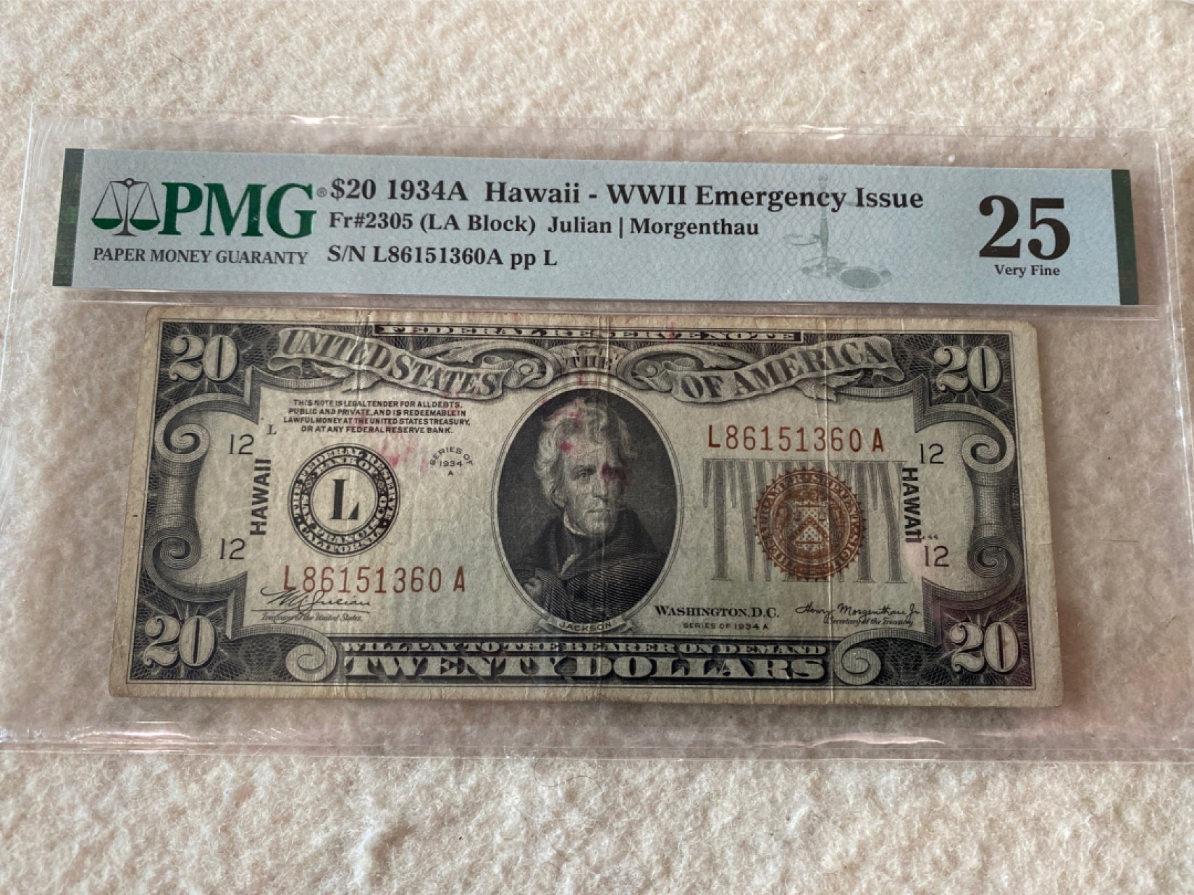 收藏联盟Quantum Auction第168期拍卖 今晚七点开拍 快来捡漏咯 1934年美国夏威夷券最大面额20元 PMG25