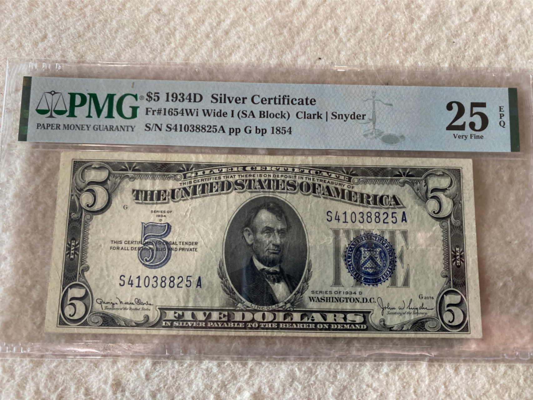 收藏联盟Quantum Auction第168期拍卖 今晚七点开拍 快来捡漏咯 1934年美国银币券5元 PMG25E