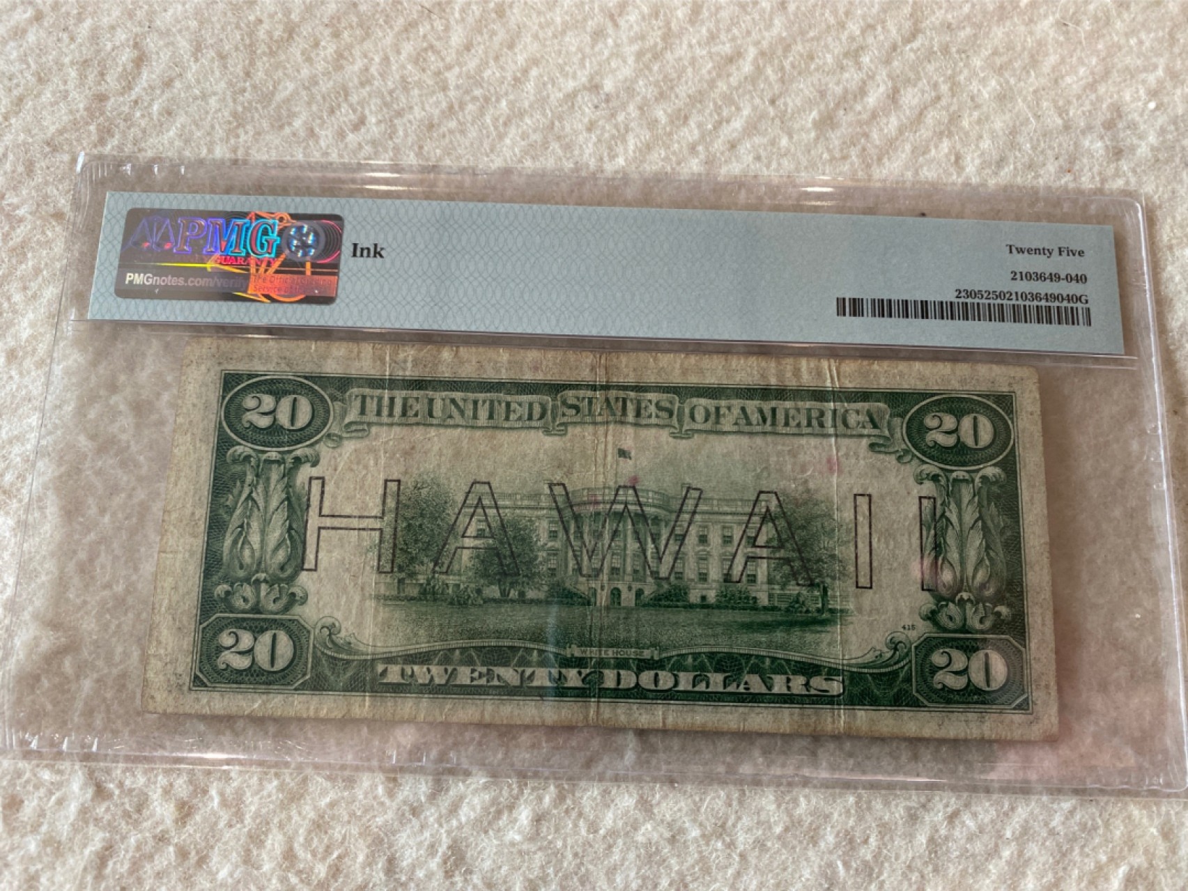 收藏联盟Quantum Auction第168期拍卖 今晚七点开拍 快来捡漏咯 1934年美国夏威夷券最大面额20元 PMG25