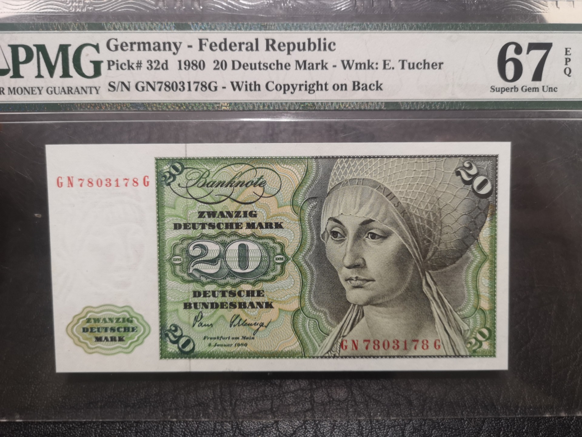 《外钞收藏家》第一百八十三期拍卖 1980年德国20马克 PMG67