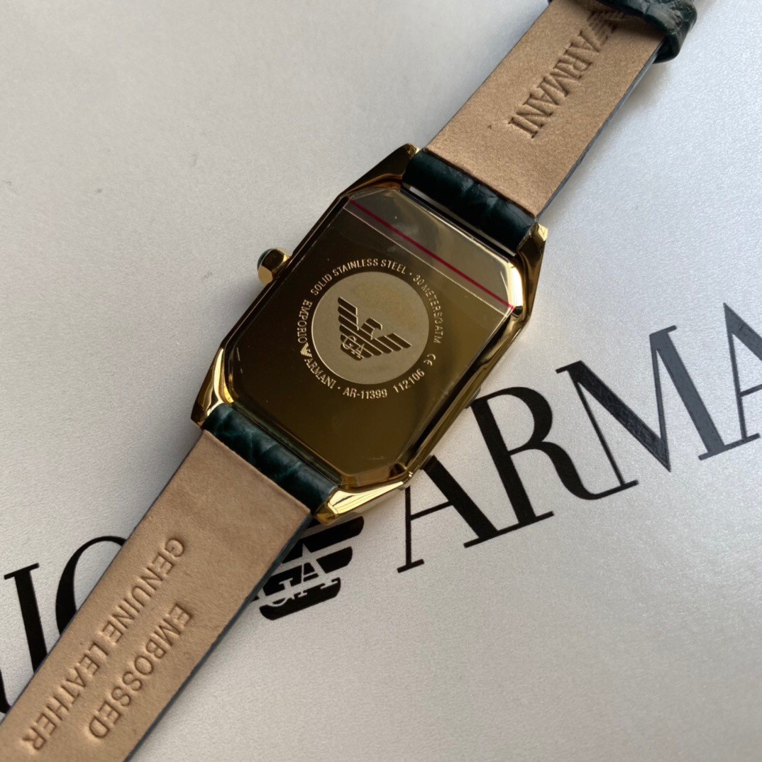 阿玛尼Armani手表官方正品授权 全国联保 支持专柜验货 Armani阿玛尼旗舰店小方表 复古小绿表镶钻轻奢石英表女AR11399