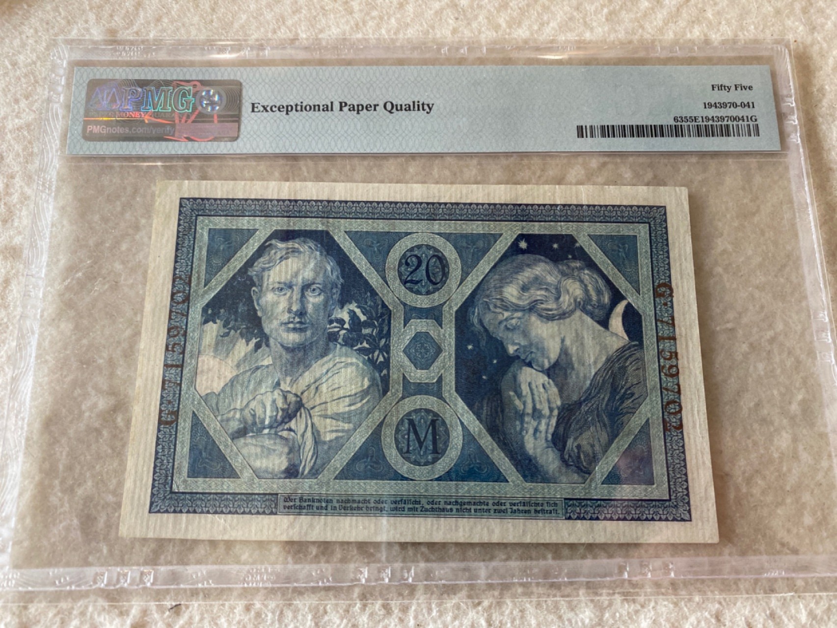 收藏联盟Quantum Auction第168期拍卖 今晚七点开拍 快来捡漏咯 1915年德国20马克 PMG55E