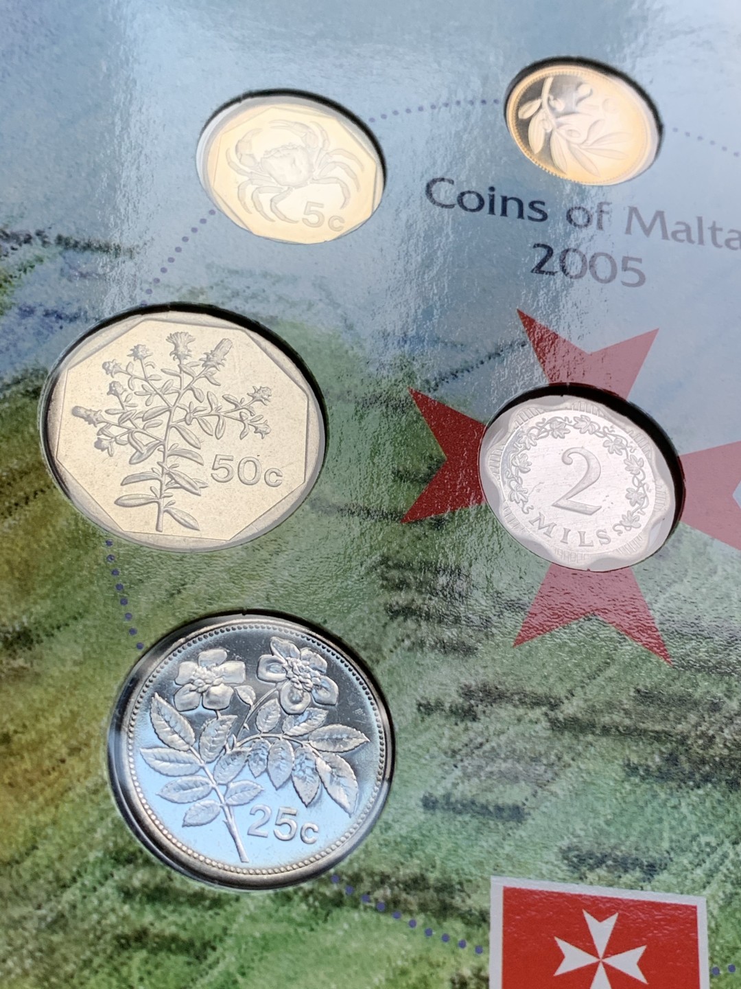 《竞宝斋》第66场-本周日，周一2场连拍（全场不限金额包邮） 卡装 马耳他 2005年 八枚封装套币 少见品种