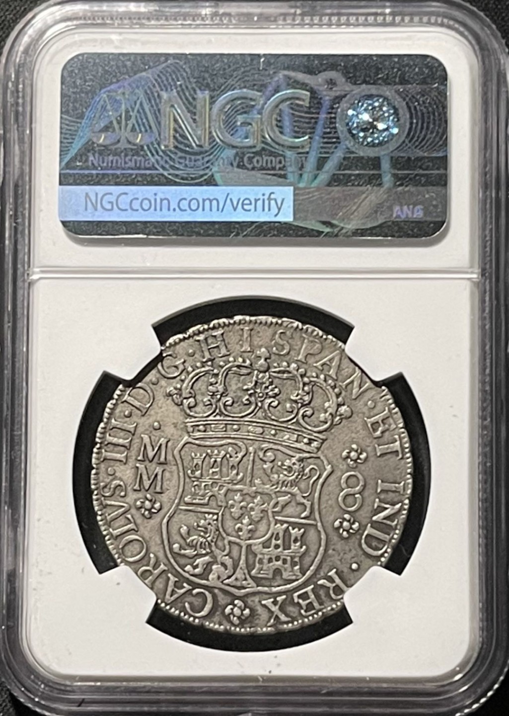 紫瑗钱币——第196期拍卖 墨西哥 1760年 MO MM 地球双柱 8里亚尔 银币 NGC XF45 老包浆