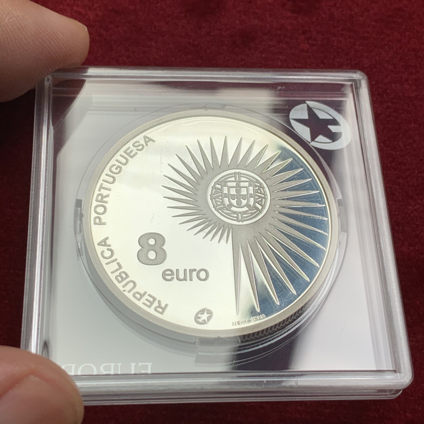 《竞宝斋》第66场-本周日，周一2场连拍（全场不限金额包邮） 2004年葡萄牙欧洲之星欧盟东扩 银币 原装水晶盒