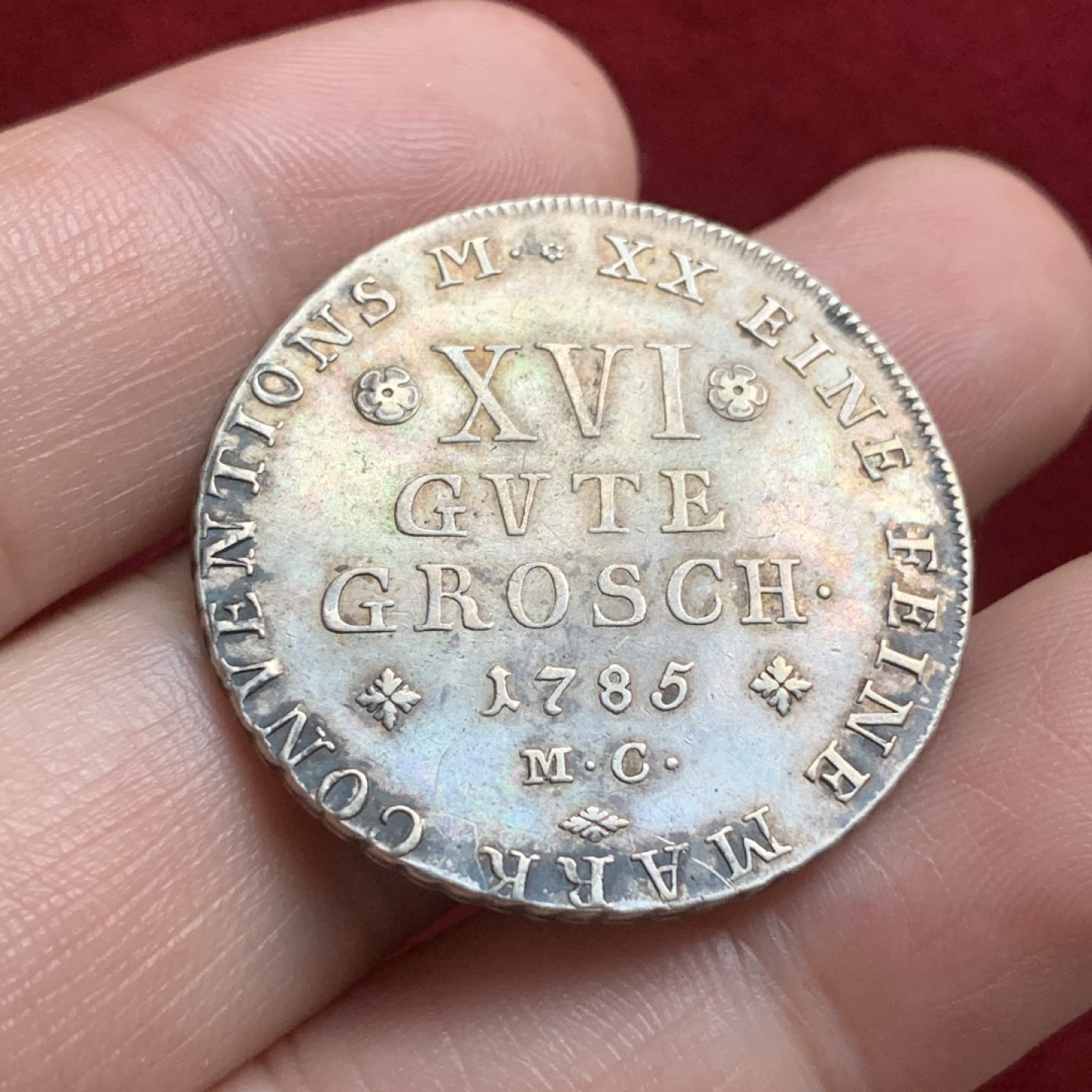 《竞宝斋》第66场-本周日，周一2场连拍（全场不限金额包邮） 不伦瑞克盾徽半泰勒，1785年，无减重痕，细节非常好，黑色包浆，看过裸币里面细节最好的