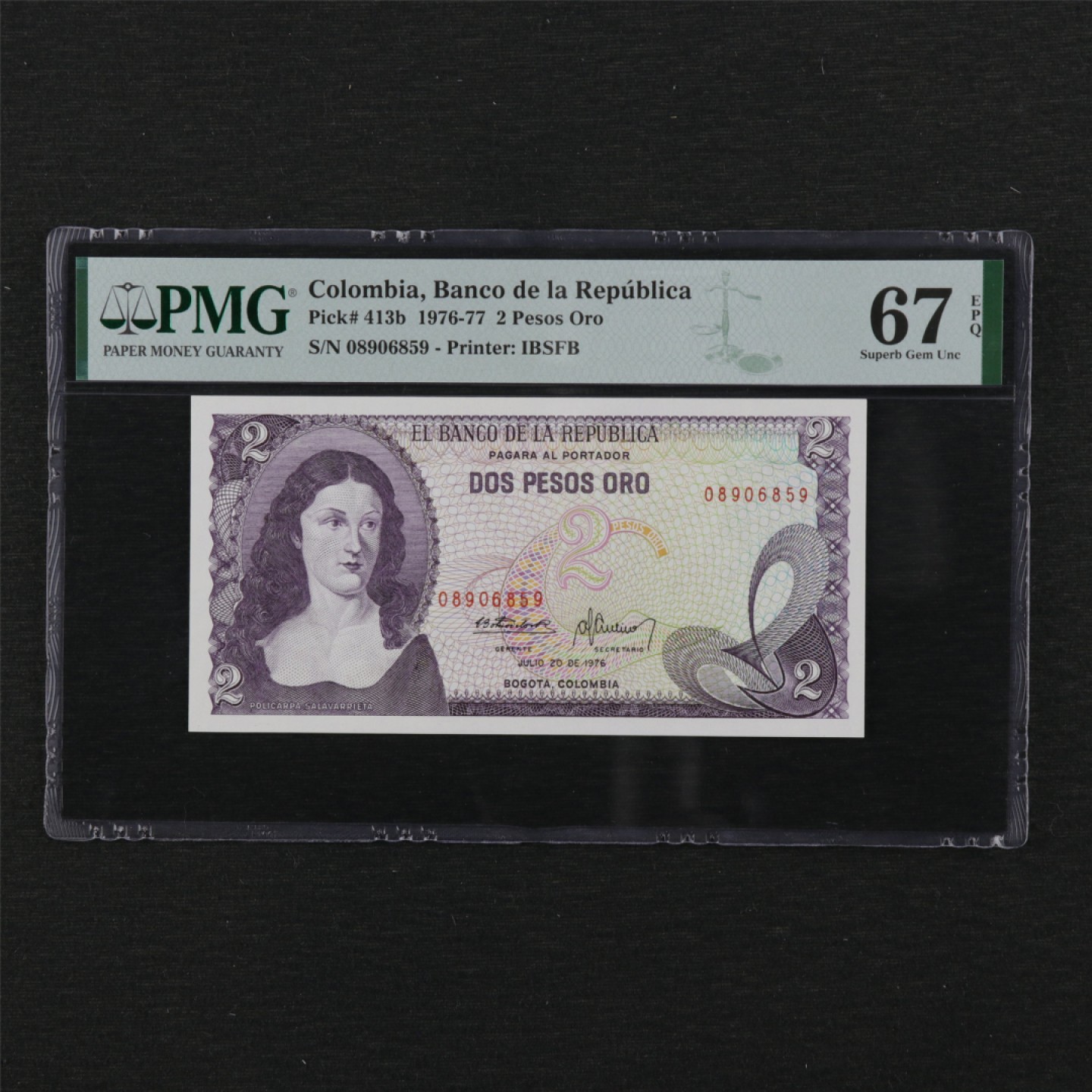 【亘邦集藏】第114期拍卖 1976年 哥伦比亚2比索 PMG 67EPQ 08906859