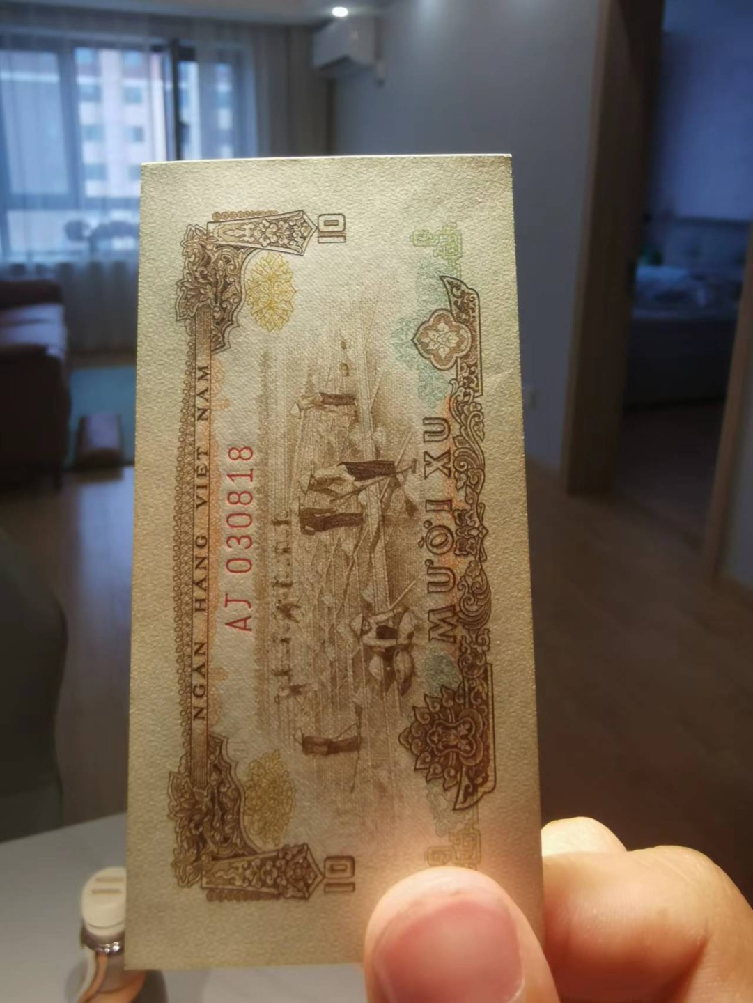 14.【鲸贝乐淘★道德经】“夫唯弗居，是以不去”号拍卖 【中国代印★越南🇻🇳】1966年10Xu，3张号码漂亮，全新全品UNC