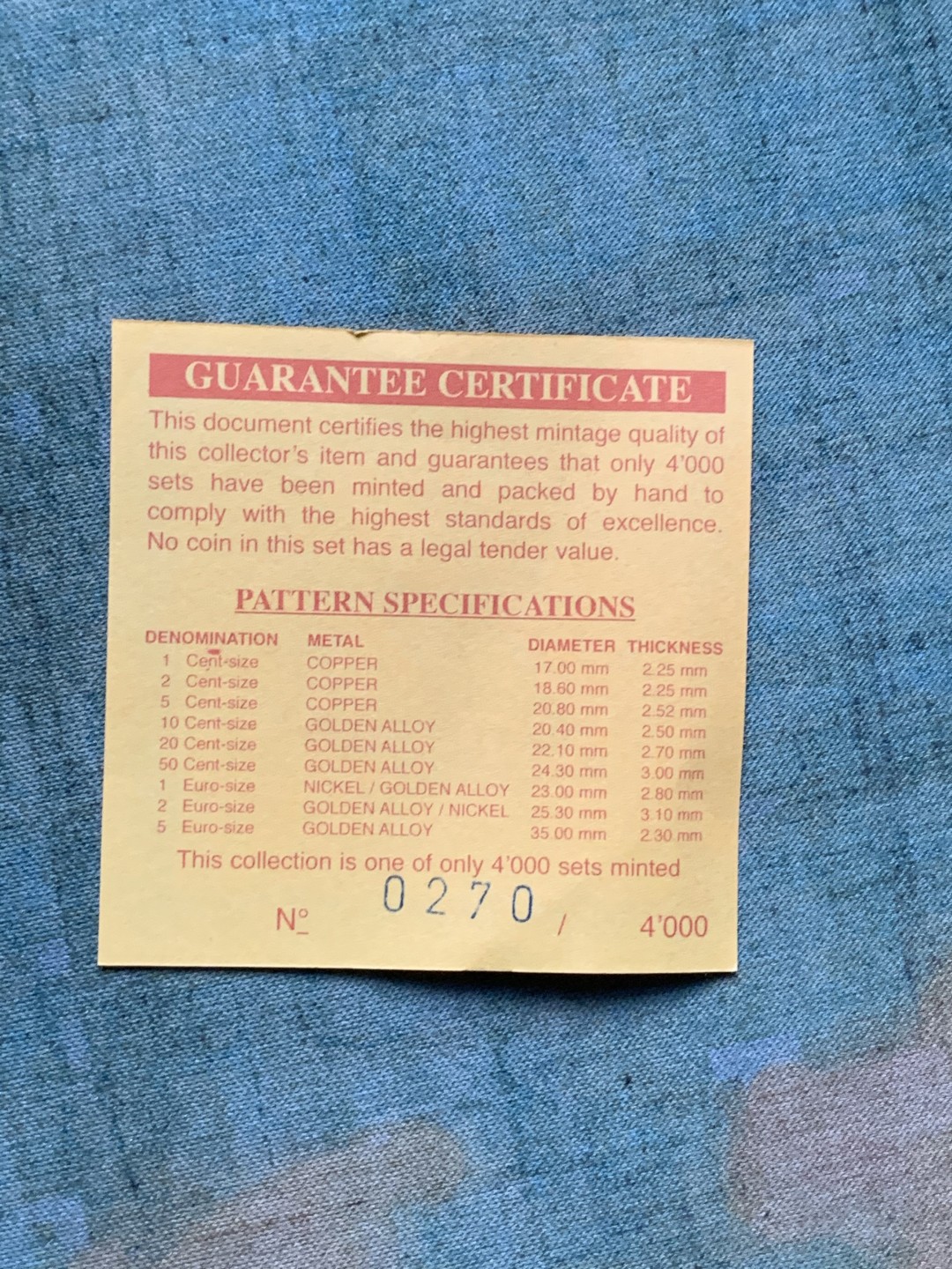 《竞宝斋》第66场-本周日，周一2场连拍（全场不限金额包邮） 原盒证书 泽西岛 2004年 九枚套 1分到5欧元 试铸样币 非常少见