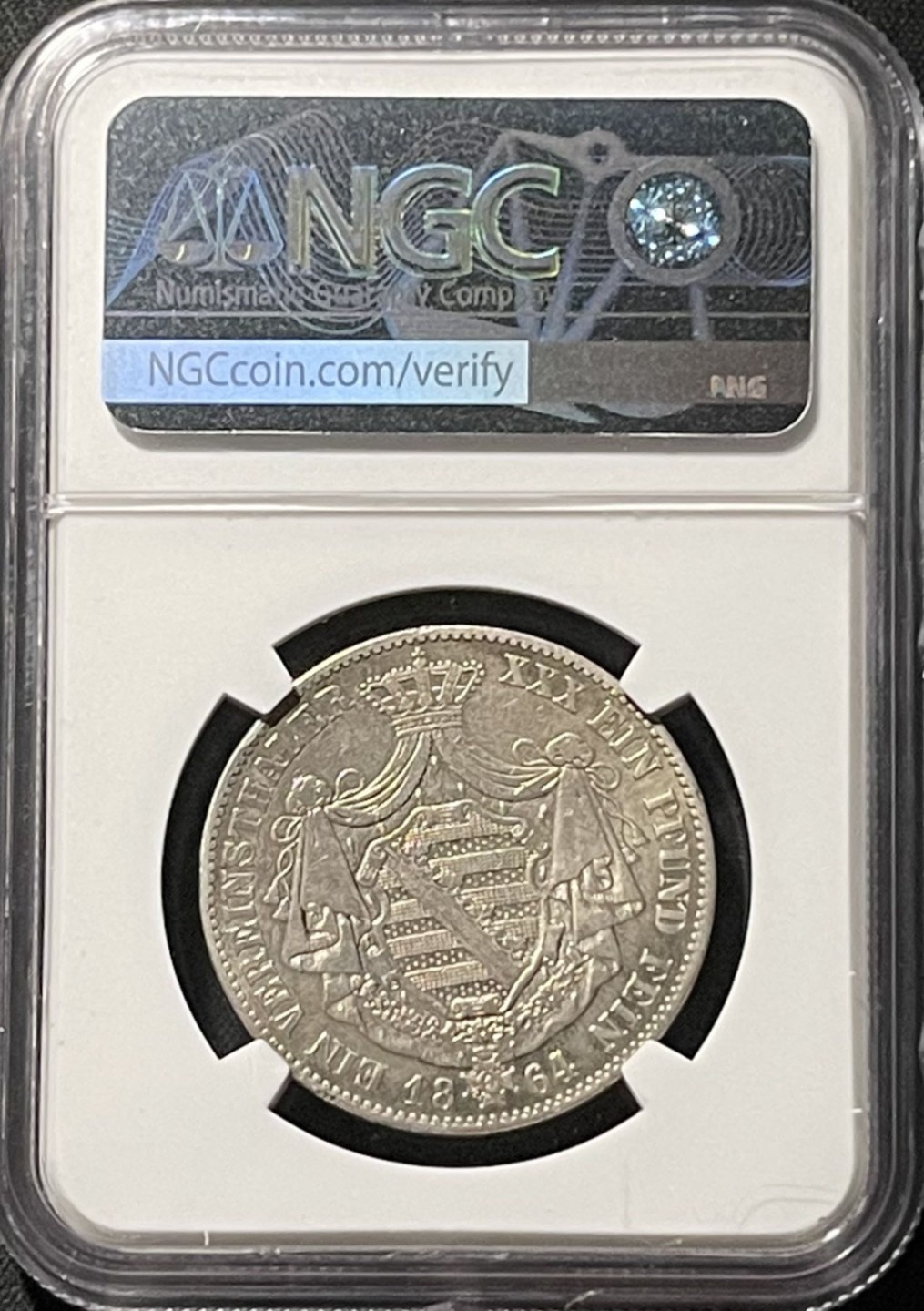 紫瑗钱币——第196期拍卖 德国 萨克森 科堡 1864年 1泰勒 银币 NGC XF Detail