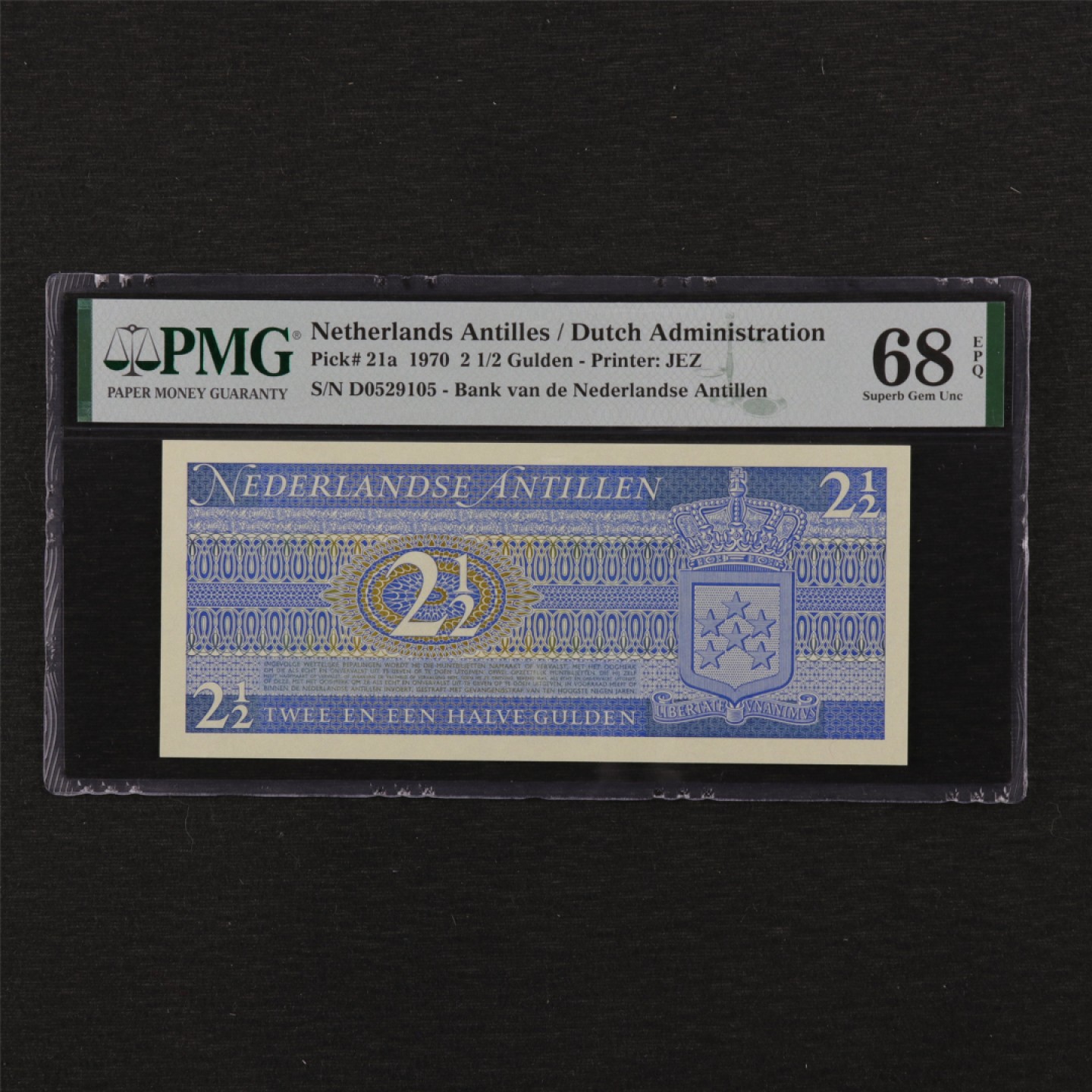 【亘邦集藏】第114期拍卖 1970年 荷属安德烈斯 2.5荷兰盾 PMG 68EPQ D0529105