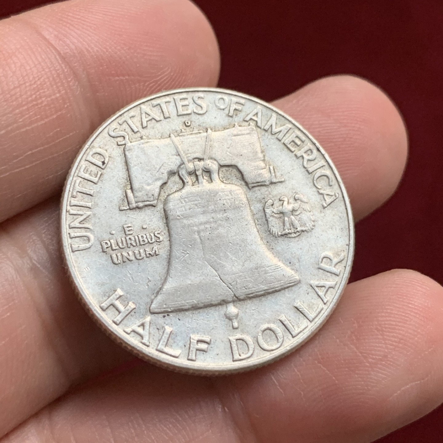 《竞宝斋》第66场-本周日，周一2场连拍（全场不限金额包邮） 美国 1963年 富兰克林 半美元 银币 原味状态