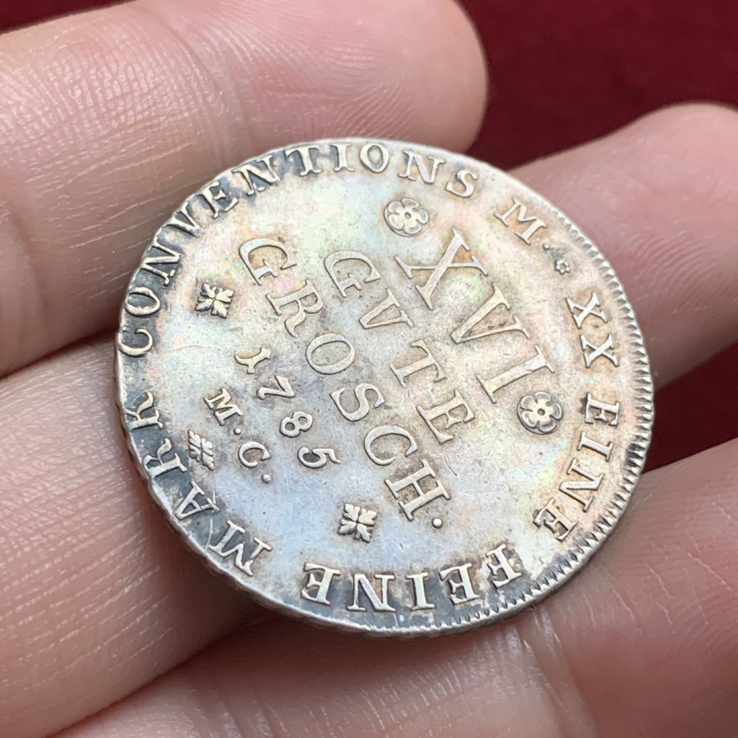 《竞宝斋》第66场-本周日，周一2场连拍（全场不限金额包邮） 不伦瑞克盾徽半泰勒，1785年，无减重痕，细节非常好，黑色包浆，看过裸币里面细节最好的