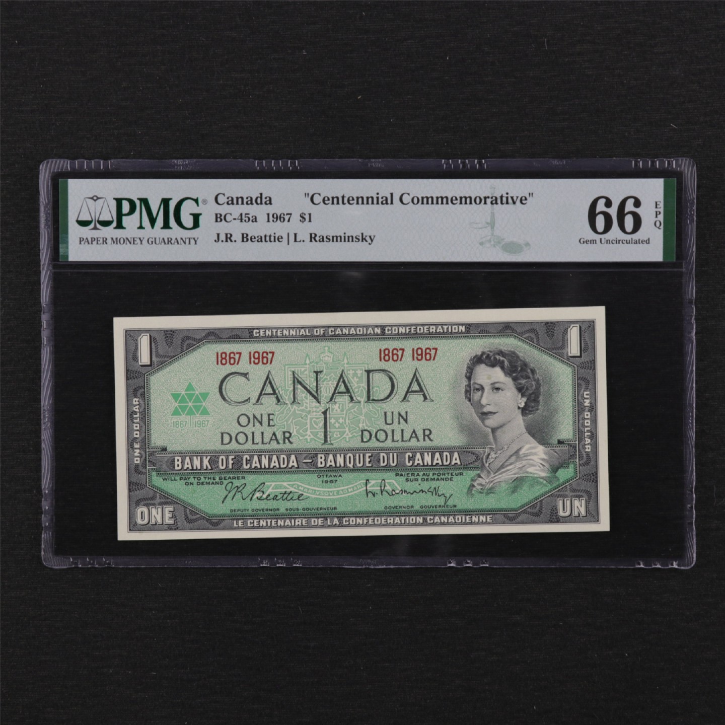 【亘邦集藏】第114期拍卖 1967年 加拿大1加元 PMG 66EPQ 2073590-055