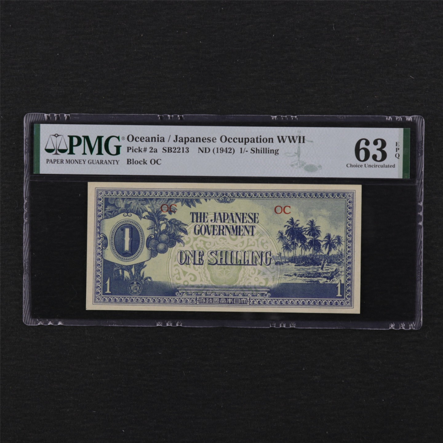 【亘邦集藏】第114期拍卖 1942年 日占太平洋1先令 PMG 63EPQ 2049712-071