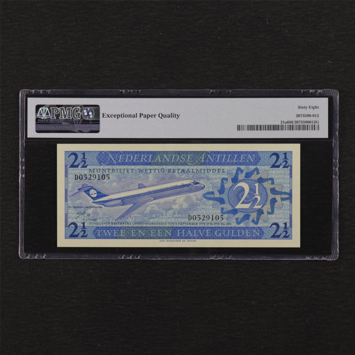 【亘邦集藏】第114期拍卖 1970年 荷属安德烈斯 2.5荷兰盾 PMG 68EPQ D0529105