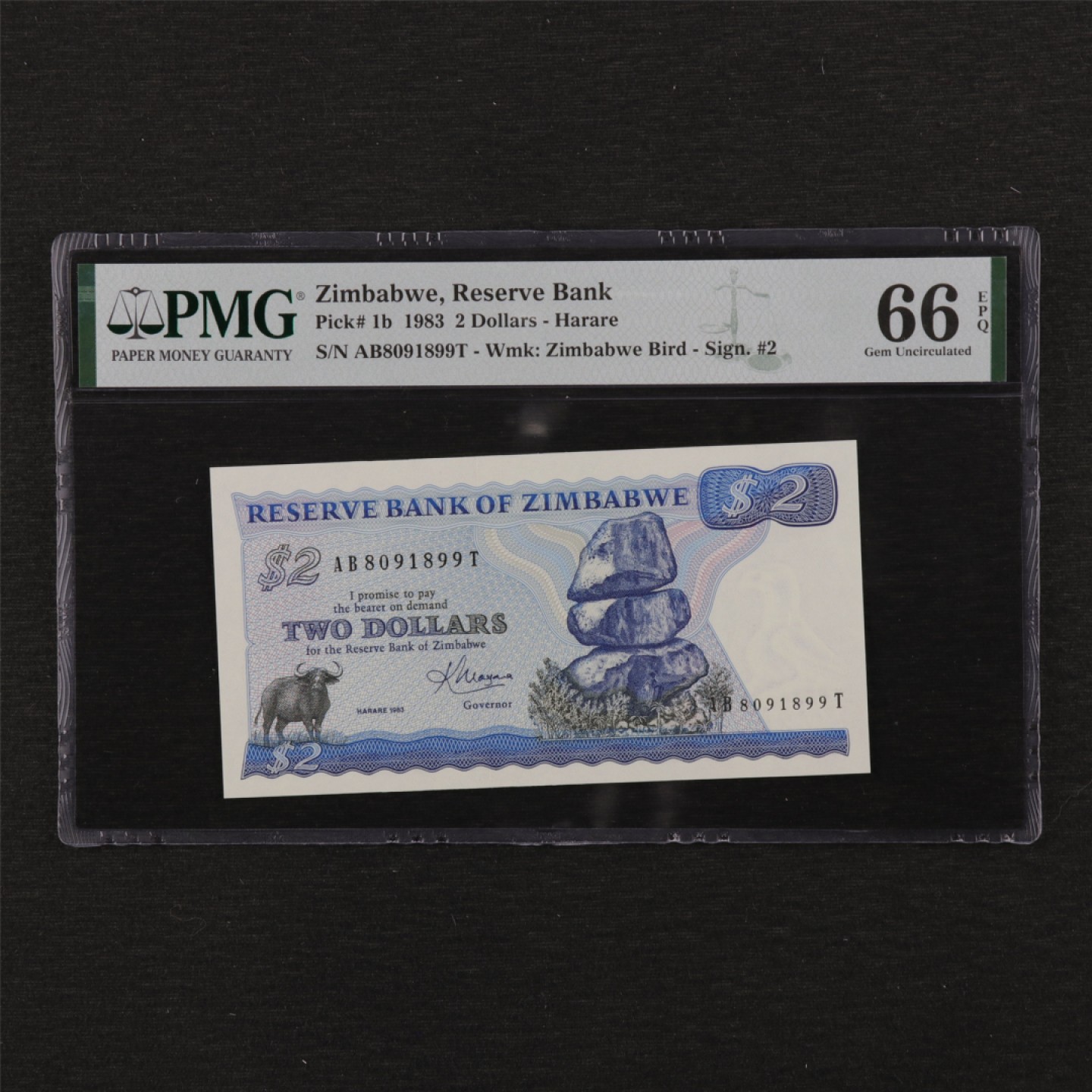 【亘邦集藏】第114期拍卖 1983年 津巴布韦2元 PMG 66EPQ AB8091899