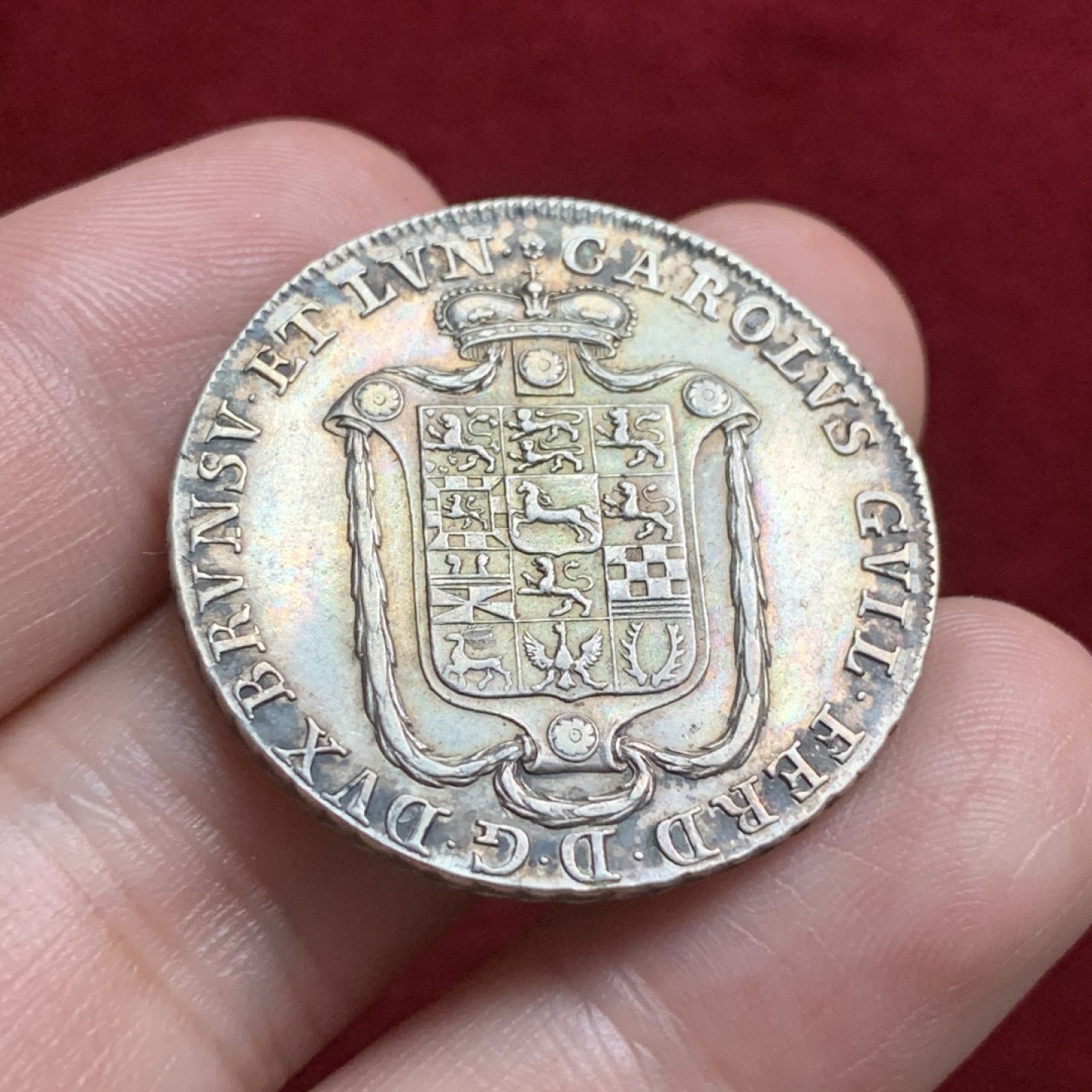 《竞宝斋》第66场-本周日，周一2场连拍（全场不限金额包邮） 不伦瑞克盾徽半泰勒，1785年，无减重痕，细节非常好，黑色包浆，看过裸币里面细节最好的