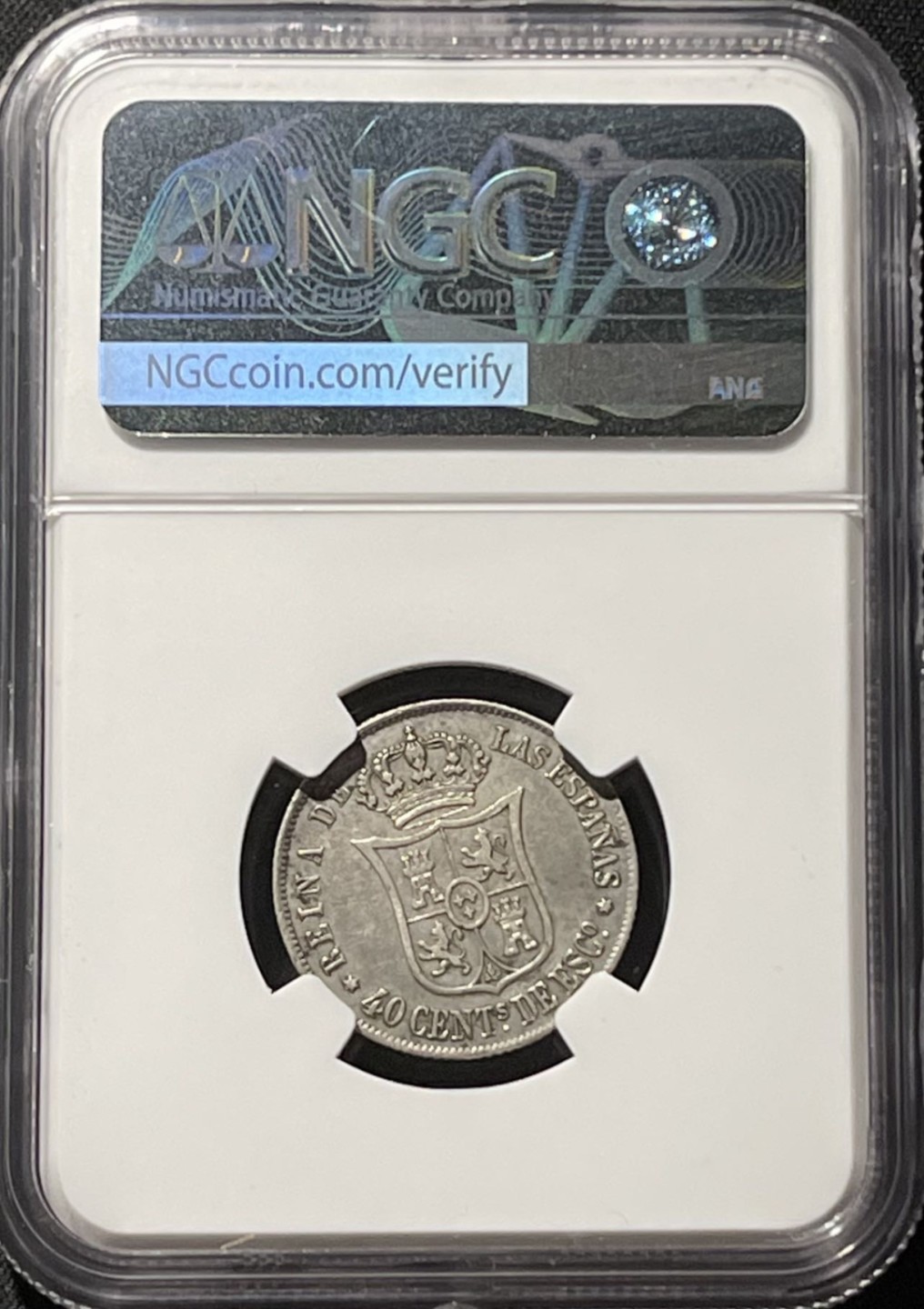 紫瑗钱币——第196期拍卖 西班牙 1864年 伊莎贝拉二世 40分 银币 NGC XF Detail