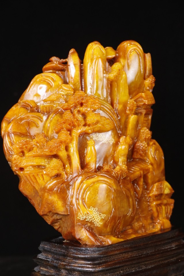 精品田黄石（尚均作）“高山访友”山子摆件 尺寸：高25cm宽17cm重5.5斤