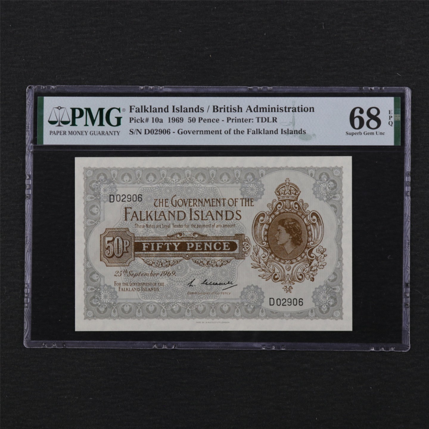 【亘邦集藏】第114期拍卖 1969年 福克兰群岛50便士 PMG 68EPQ  D02906