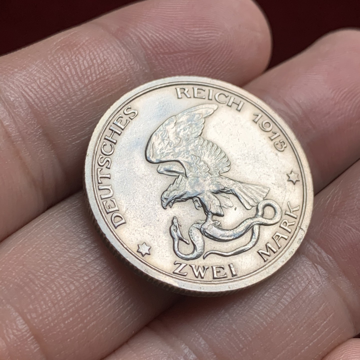 《竞宝斋》第66场-本周日，周一2场连拍（全场不限金额包邮） 德国普鲁士1913年战胜拿破仑2马克 纪念银币